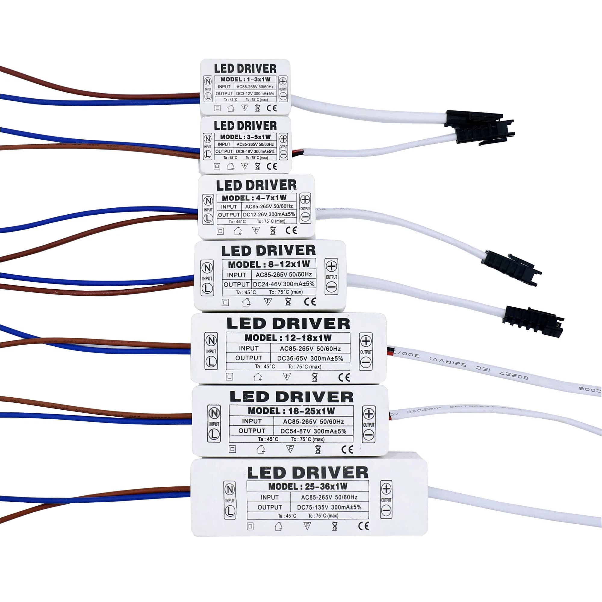 LED Driver 300mA 250mA 1W 3W 5W 10W 15W 18W 20W 25W 30W 36W LED Power Supply Unit AC85-265V Lighting Transformers for LED Lights