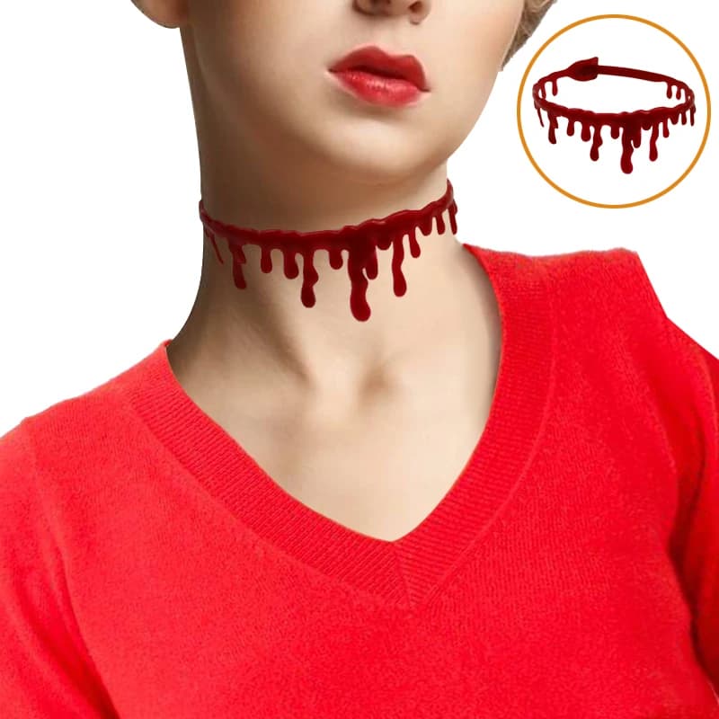 Halloween Blood Drip Necklace Vampire Bloody Choker Necklace Red Horror Scary Costumes Party Decorations Accessories