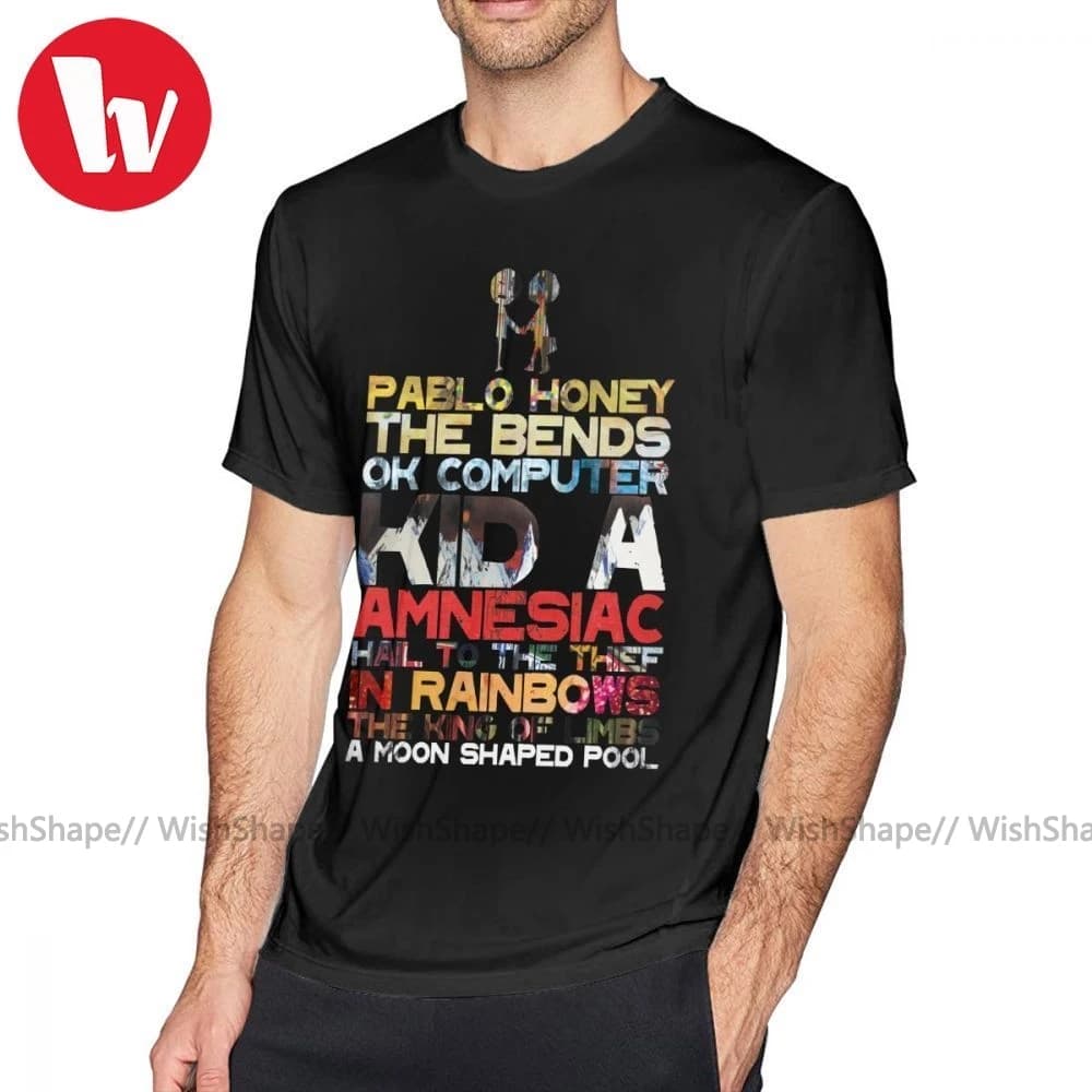 Arctic Monkeys Radiohead Albums T-Shirt - Fashionable 100% Cotton Tee with Short Sleeves - Graphic Fun 6XL Men's T-Shirt