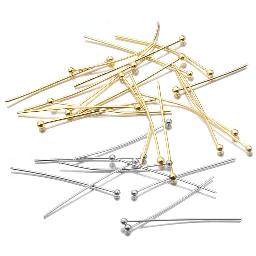 Aiovlo 50pcs/lot Stainless Steel Ball Head Pins for DIY Jewelry Making 20 30 35 40mm Length, 0.6mm Diameter