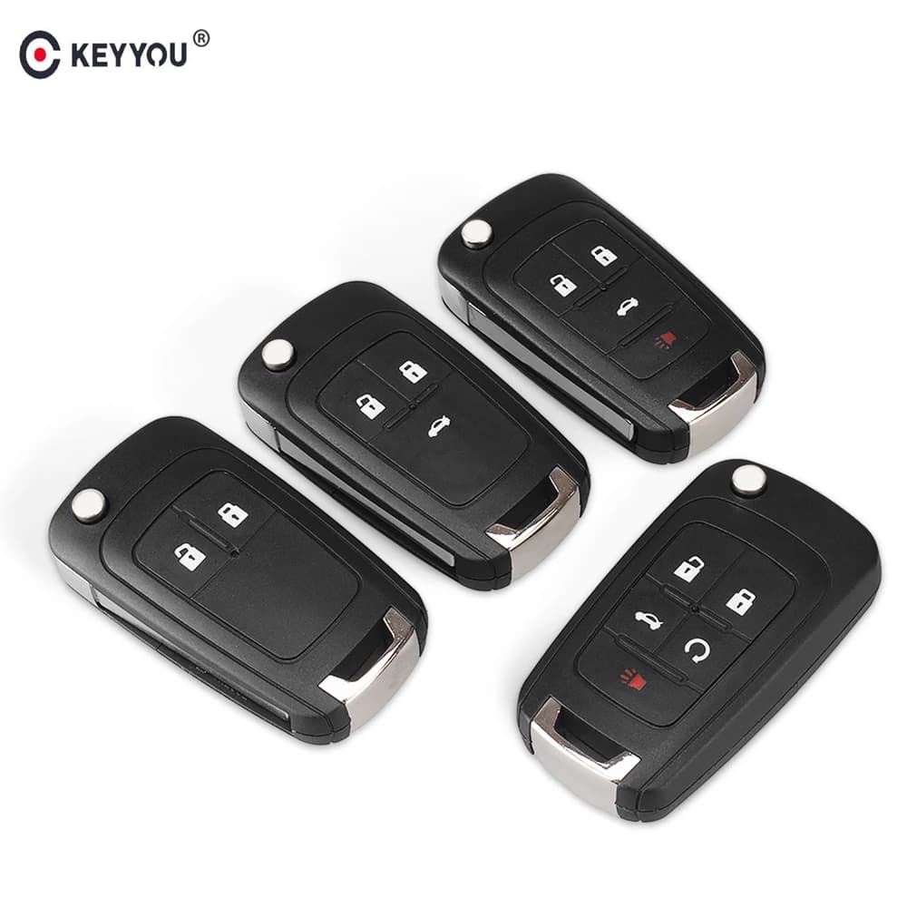 Keyyou Flip Folding Remote Car Key Shell for Chevrolet Cruze Epica Lova Camaro Impala - 2 3 4 5 Button HU100 Blade Replacement