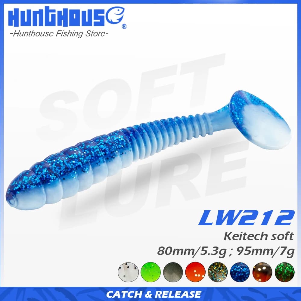 Keitech Swing Impact Soft Rubber Lure Vibrotail Wobblers - Silicone Fishing Lures Bait for Pike Perch - 80mm 5.3g - 5 Pcs/bag by Hunthouse