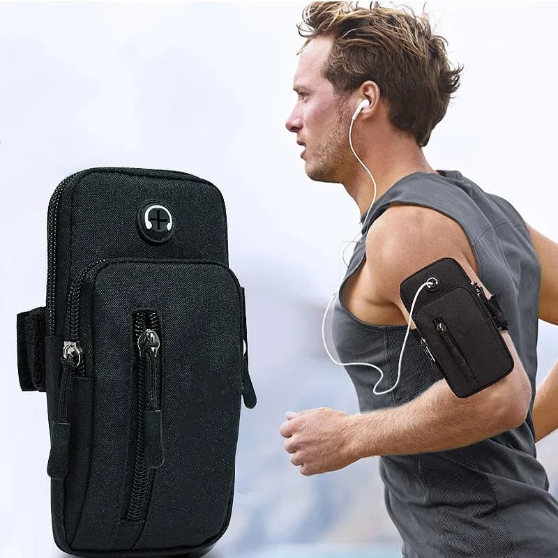 Simple Style Running Arm Band with Headset Hole for Phone, Money, and Keys - Outdoor Sports Arm Package Bag for Men and Women