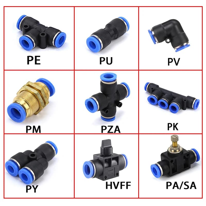 4mm 6mm 8mm 10mm 12mm PU PY PK Pneumatic Tube Connector Fitting for Air and Water Pipe, Push-in Hose Quick Couping