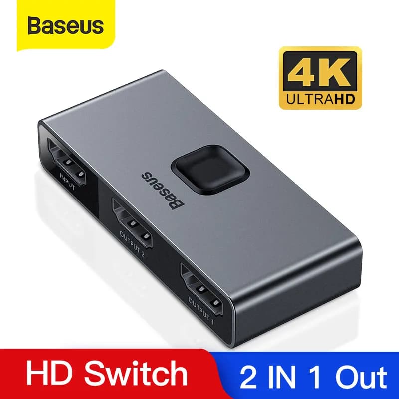 Baseus HDMI-compatible Switcher 4K 60Hz Bi-Direction 1x2/2x1 HDR Audio Adapter for PS4 TV Box 4K HD HDMI-compatible Switcher