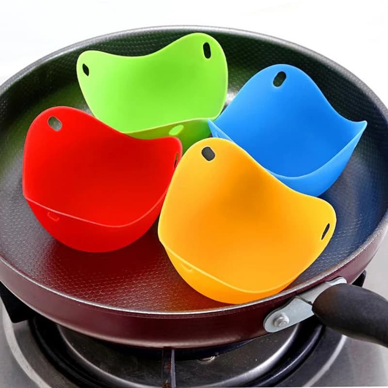 4pc/1pc Egg Poachers Silicone Egg Cooker Kitchen Tools Pancake Cookware Bakeware Steam Eggs Plate Tray Healthy Egg Pancake