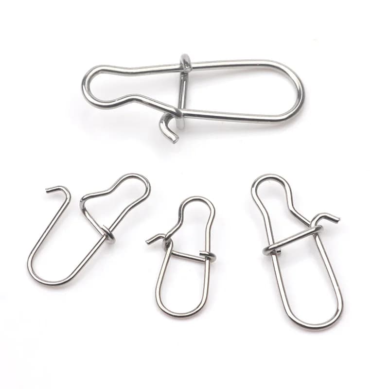 Rompin 100pcs 000-5# Fishing Nice Hooked Snap Pin 304 Stainless Steel Fishing Barrel Swivel Lure Connector Accessories Pesca