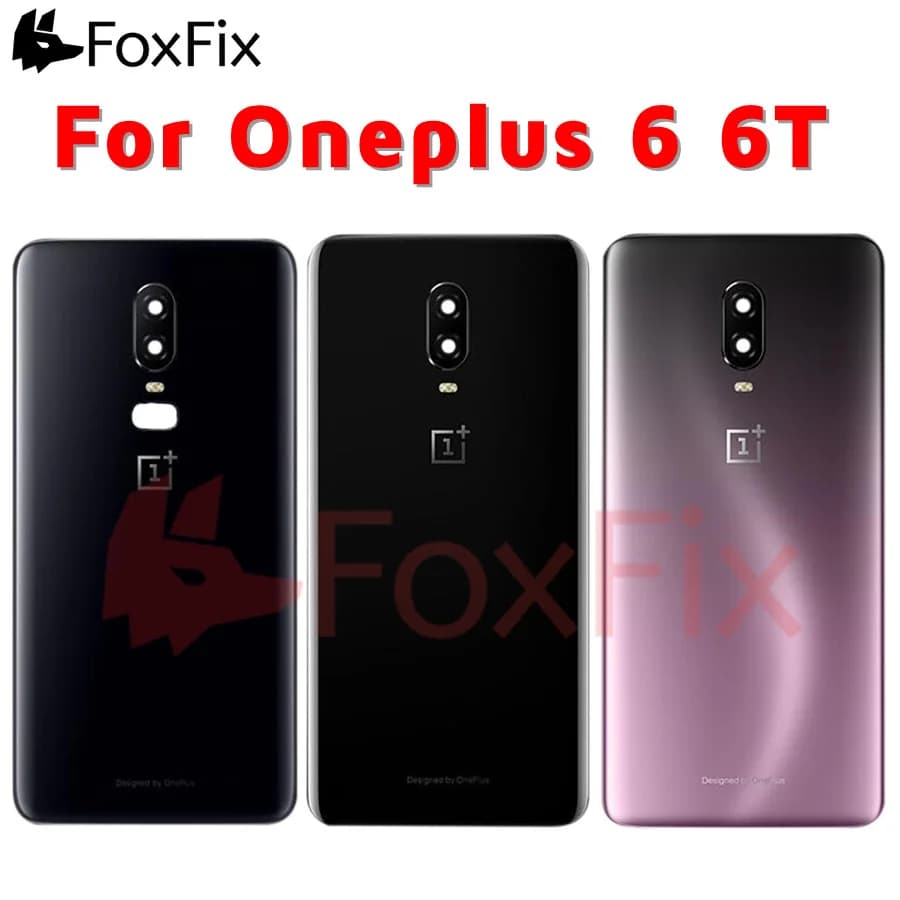 OnePlus 6/6T Back Glass Cover with Camera Lens - Replacement Battery Cover Rear Panel Door Case