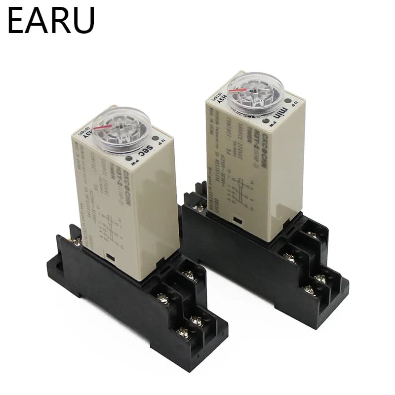 1pcs H3Y-2 AC 220V Adjustable Delay Timer Time Relay Switch 0-30 Minutes/Seconds with Base Socket and Rotary Knob DPDT