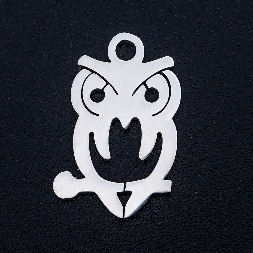 5pcs/lot 316L Stainless Steel Night Owl Charm Pendant – Wholesale Pendants for Necklaces (DIY)