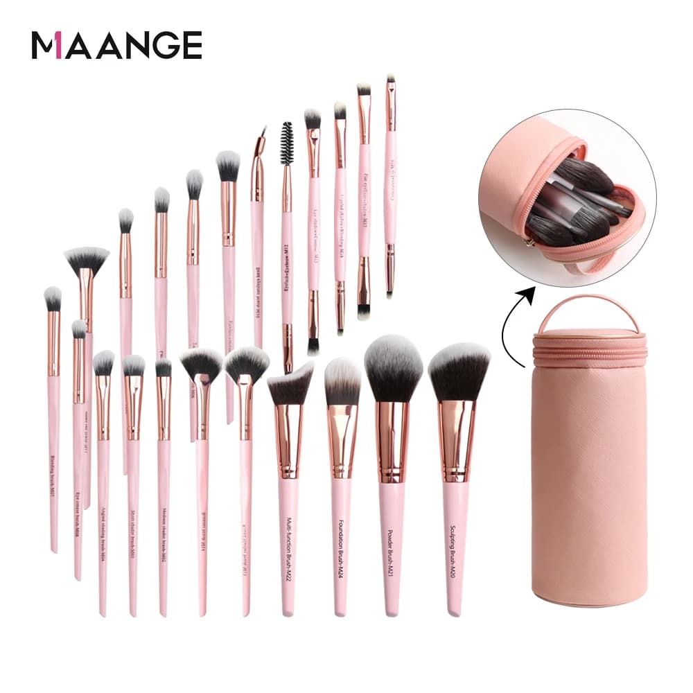 MAANGE Brushes 6/18/22Pcs Makeup Brushes Set with Holder Professional Beauty Make Up Brush Natural Hair Foundation Powder Blush