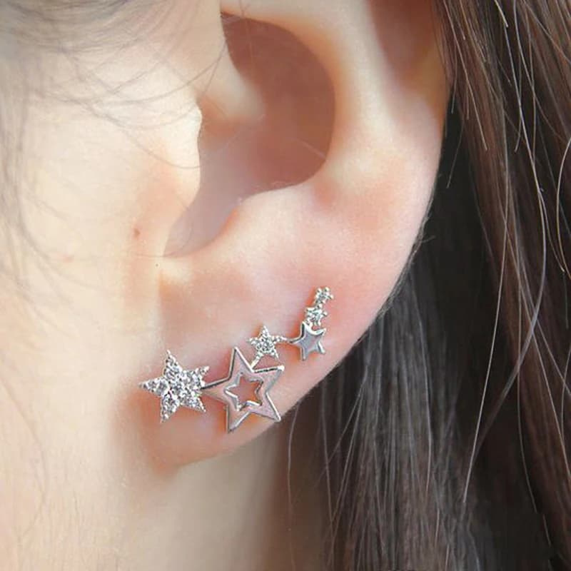 Simple & Stylish Star Drop Earrings with Shiny White Zircon by Huitan - Trending Fashion Jewelry for Women