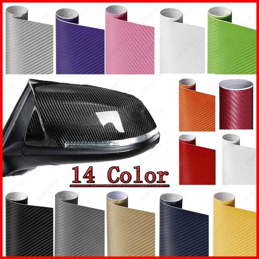 Black and Silver 3D Carbon Fiber Vinyl Car Wrap Sheet Roll Film Sticker for Motorcycles and Automobiles - Various Sizes Available - Stylish Decals