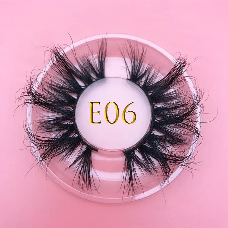 25mm E06 MIKIWI - 100% Handmade Natural Thick Eye Lashes | Wispy Makeup Extension Tools | 3D Mink Hair | Volume-Boosting Soft False Eyelashes