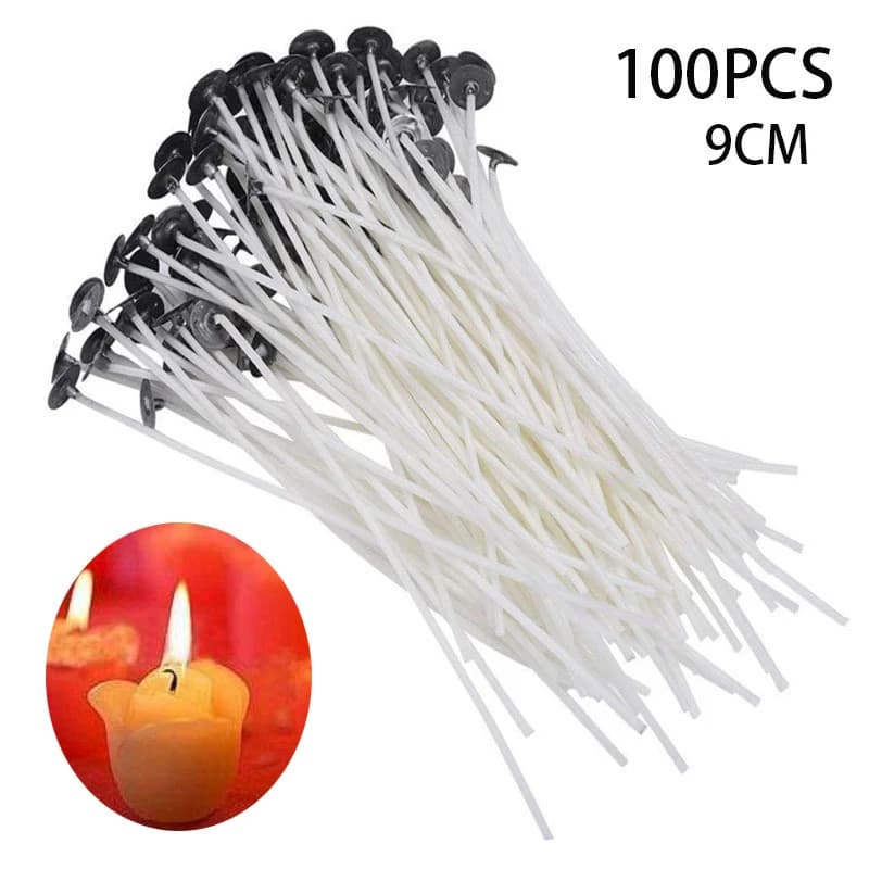 Candle Wax Wick, Candle Wick Stickers, and Candle Wick Holder - DIY Scented Candle Making with Pure Cotton Wicks - Candle Accessories XJ31