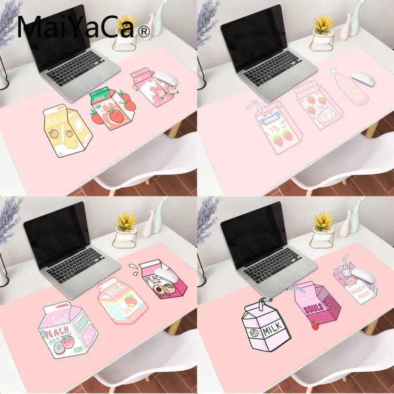 MaiYaCa XXL Milk Pink Strawberry Peach Kawaii Mouse Pad – Perfect for PC Gaming, Laptop Desk, and Lol/World of Warcraft Gamers