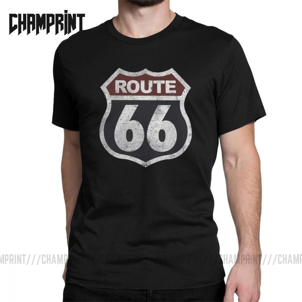 Men's Route 66 Vintage T-Shirts - Historic Mother Road Inspired Hipster Tee