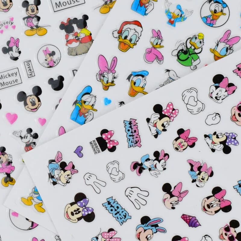 Disney Cartoon Nail Art Stickers - Mickey Mouse, Donald Duck, Snow White, Nude Decals for Children's Nail Decoration