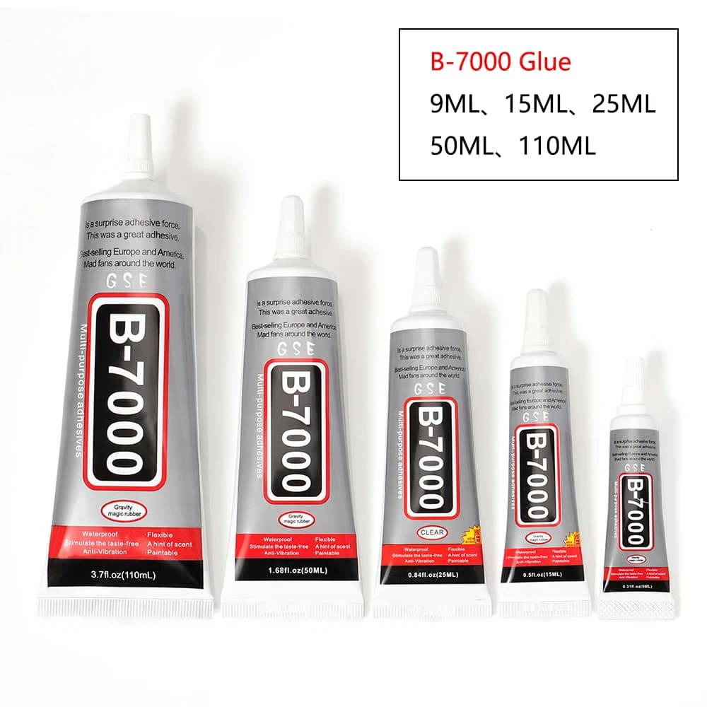 B7000 Glue for Rhinestones Crystal Adhesive - Sizes: 9ml, 15ml, 25ml, 50ml, 110ml - for Jewelry Crafts, Glass Supplies, Epoxy Resin DIY Glue with Needles