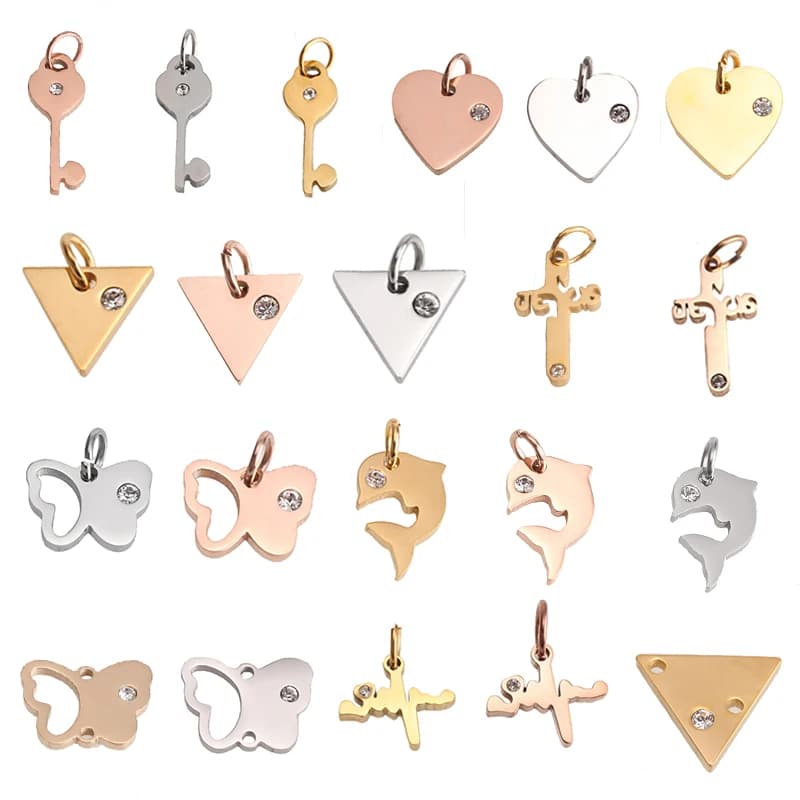 Charm Simple Gold/steel Stainless Steel Heart Anchor Tag for Bracelets & Bangles & Necklace Women Men Jewelry Making Wholesale