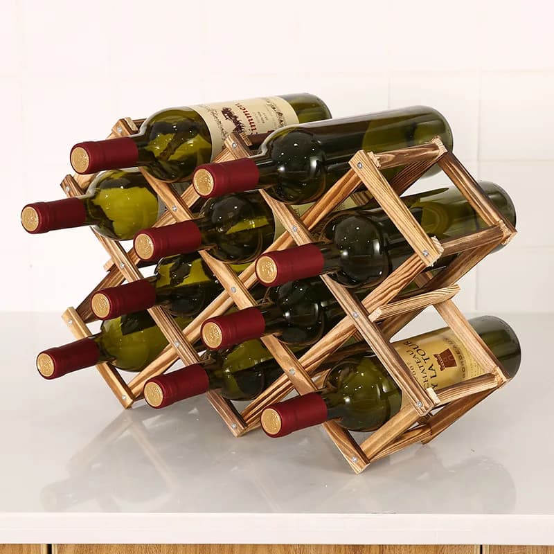 Collapsible Wooden Wine Rack Bottle Holder Shelf Organizer for Retro Display Cabinet Storage