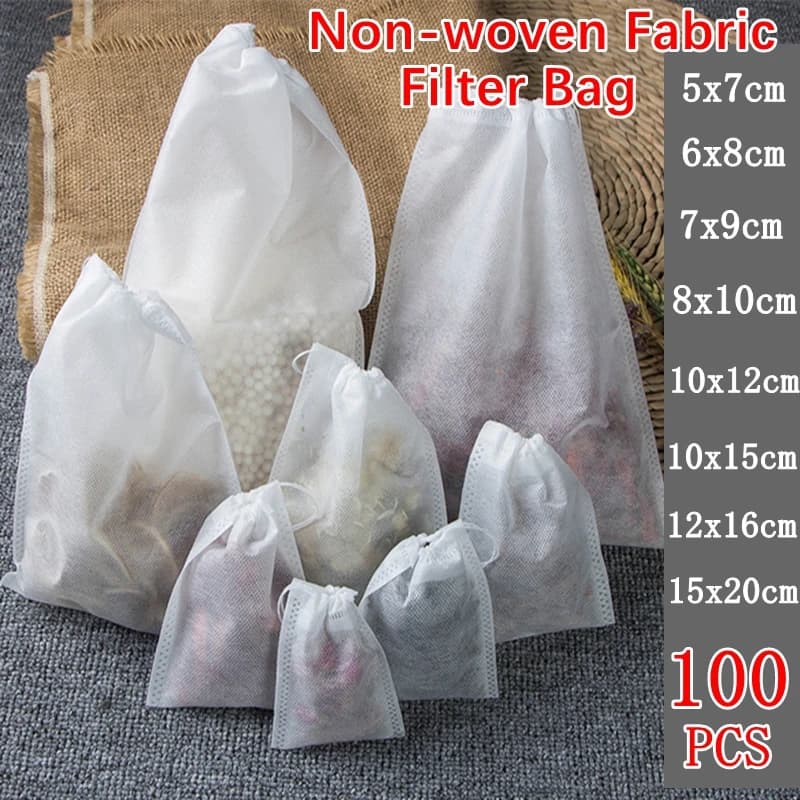 100pcs Food Grade Non-woven Fabric Tea Bags - Tea Filter Bags for Spice Tea Infuser with String, Heal Seal, Spice Filters - Teabags