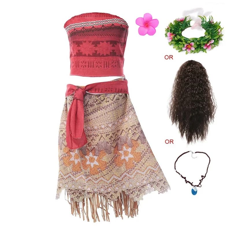 VOGUEON Moana Adventure Outfit for Girls, Summer Vaiana Fancy Dress Up, Children's Princess Costume for Birthday Party, Photography