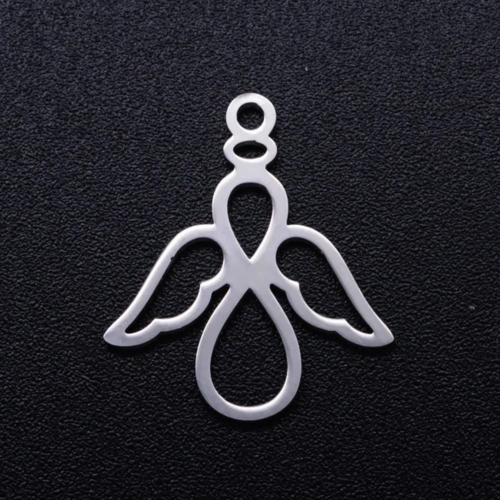 Factory Sale: 5pcs/lot of Wholesale Cute Angel Stainless Steel DIY Charms with OEM Acceptance - Never Rust, Never Tarnish