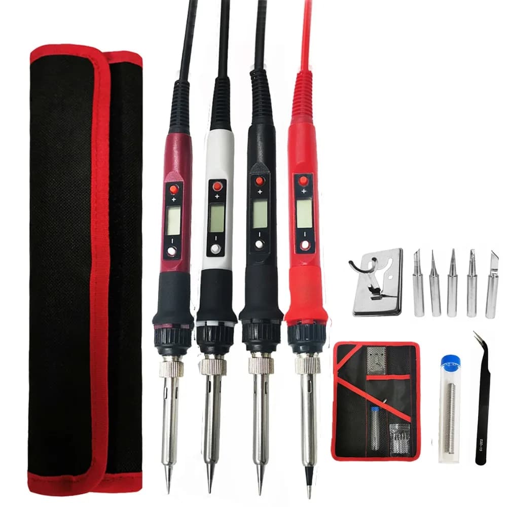 Kit 

Adjustable Temperature 80W Digital Electric Soldering Iron Set with Ceramic Heater, Soldering Tips, and Rework Welding Tool for 110V/220V