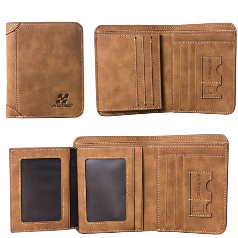 Men's Wallet: Short Frosted Leather Three-Fold Vertical Wallet - Retro Korean Style with Multi-Card Slots for Youth