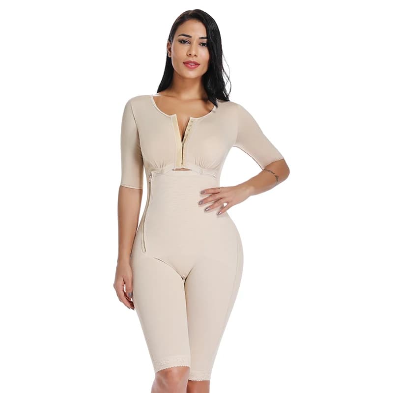 Women's Shapewear Bodysuit: Full Body Shaper with Sleeves - 3 in 1 Post Surgery Firm Control Fajas Compression Garment Slim Corset