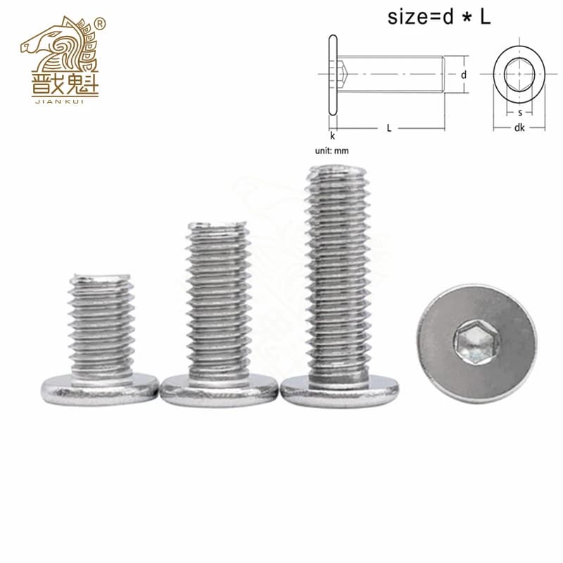 5-50p CM M2 M2.5 M3 M4 M5 M6 M8 304 Stainless Steel Hex Socket Ultra Thin Super Low Flat Wafer Allen Cap Bolt