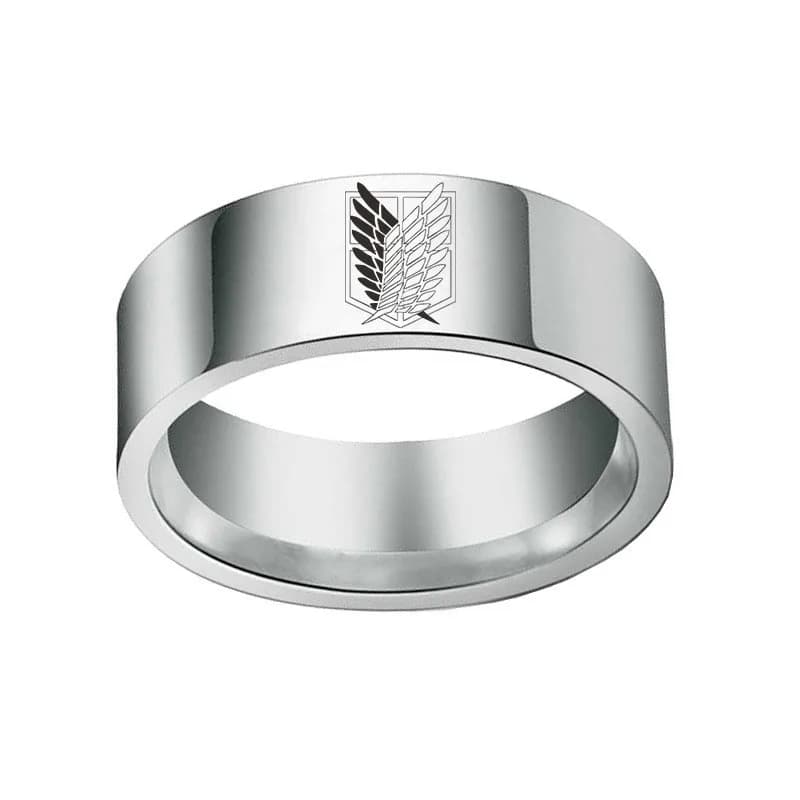 Attack on Titan Sliver Titanium Steel Ring Wings of Liberty Flag Finger Rings for Men Women Jewelry Anime Fans