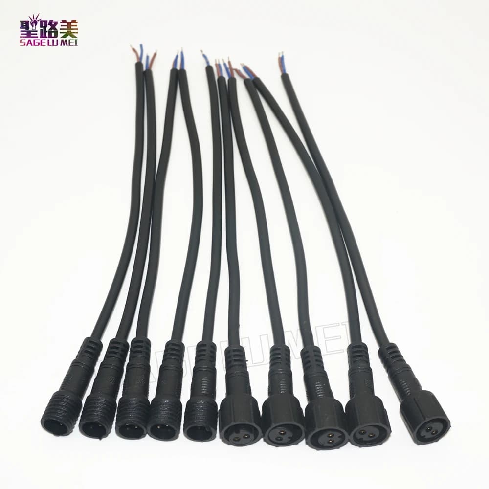 Waterproof Wire LED Connector (Male to Female) - 2 Pin, 3 Pin, 4 Pin, and 5 Pin - Available in 5, 10, 20, and 50 Pair Packs - 20cm Pigtail Cable - Black - IP68 Rated for LED Lighting