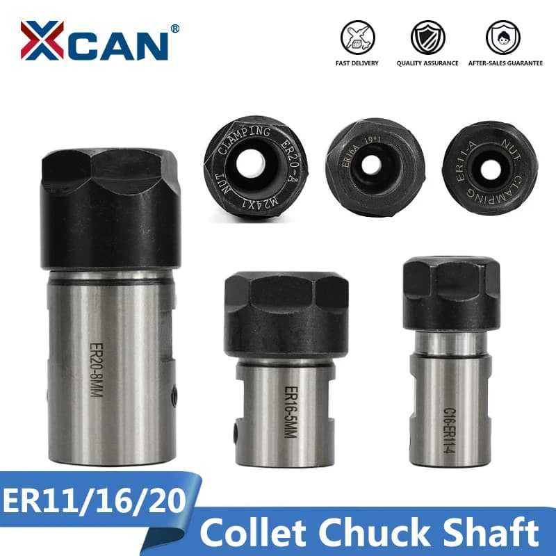 XCAN ER11 ER16 ER20 Collet Chuck Shaft Lathe Tools Spindle Extension Rod 4mm 5mm 6mm 6.35mm 8mm 10mm 12mm 14mm 16mm - 1pc