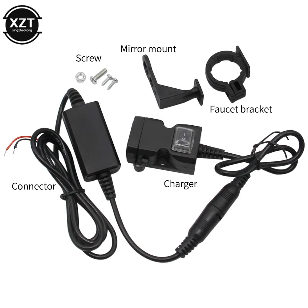 Dual USB Port Waterproof Motorcycle Handlebar Charger 12V 5V 1A/2.1A Adapter Power Supply Socket for Mobile Phone