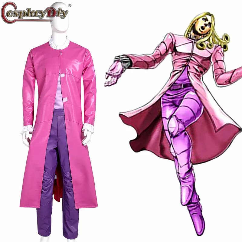 JoJo's Bizarre Adventure Cosplay Costume: Steel Ball Run Funny Valentine Pink Outfit - Halloween Custom Made - Cosplaydiy