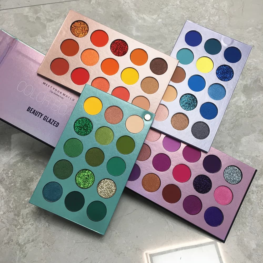 Beauty Glazed Eyeshadow Palette - Colorful Board of Eye Shadows with Pigment, Glitter, and Shimmer for Stunning Makeup