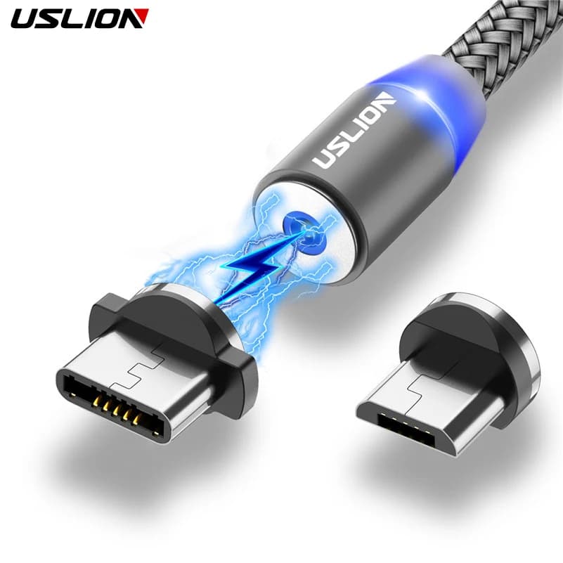 USLION LED Magnetic USB Cable - Fast Charging USB Type C Phone Cable Magnet Charger Data Charge Micro USB - iPhone 11, Xiaomi