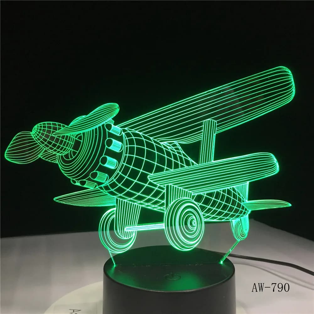 3D LED Glider Plane Night Light with 7 Color Change and Touch Switch - Small Atmosphere Lamp for Bedroom - Perfect New Year Gift Model AW-790