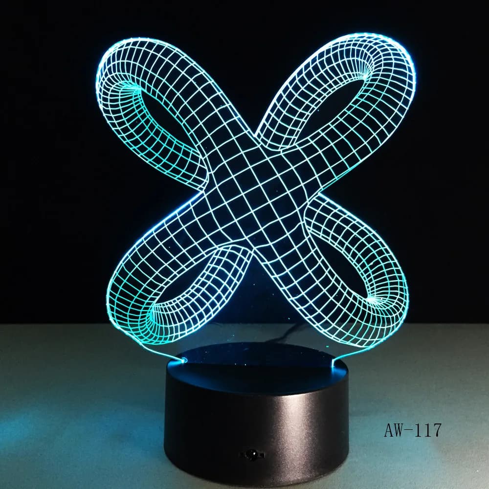 3D Illusion Lamp LED Night Light - Abstract Graphics Acrylic Lamparas Atmosphere Lamp for Novelty Lighting and Home Decorate - AW-117