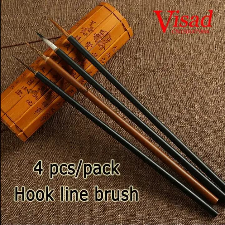 Chinese Weasel Hair Calligraphy Set with 4 Brushes: Hook, Line, Scriptliner, and Water Color for Art and Painting Stationery