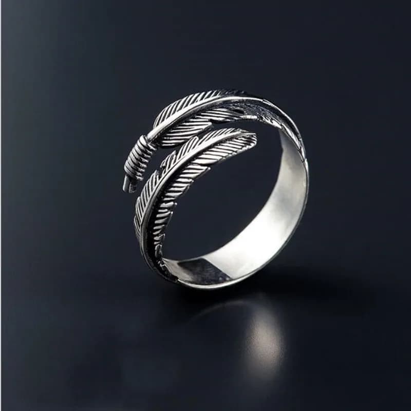 Thai Silver Retro High-quality 925 Sterling Silver Jewelry Not Allergic Personality Feathers Arrow Opening Rings SR239