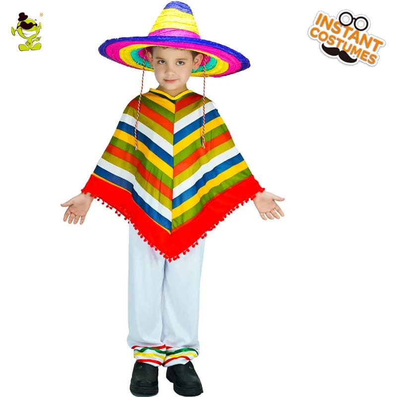 Unisex Child Mexican Rainbow Costume: Dress Up for Halloween, Carnival, Cosplay - Fancy Outfits for Kids in Mexico