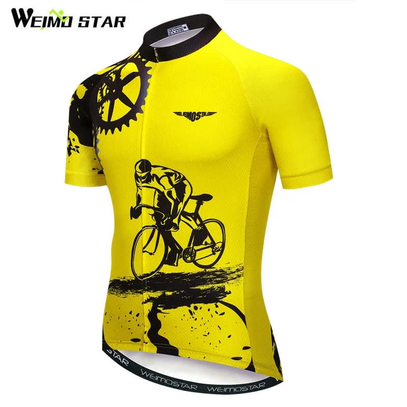 Pro MTB Bike Jersey Shirt - Yellow Spandex Cycling Jersey Tops/Short Sleeve Bike Clothing - Summer Style - Women/Men - Bike Team