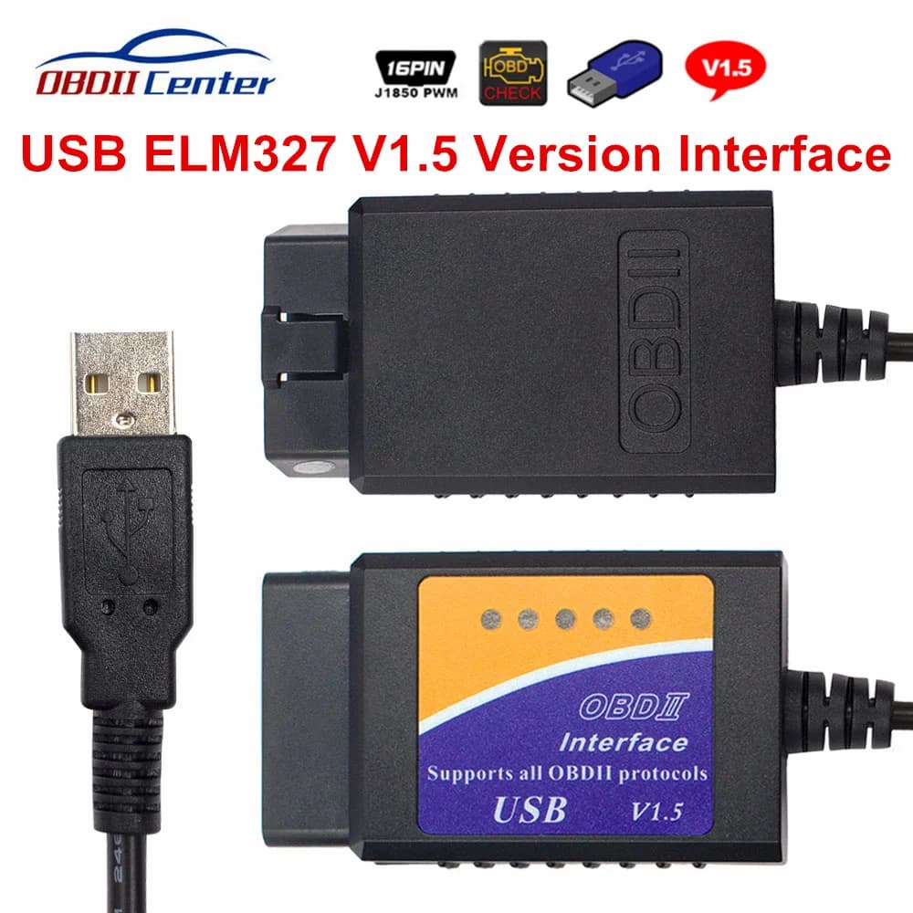 ELM327 V1.5 USB OBD2 Diagnostic Interface Code Reader OBDII Scanner Tool with USB Cable for Car Diagnostics