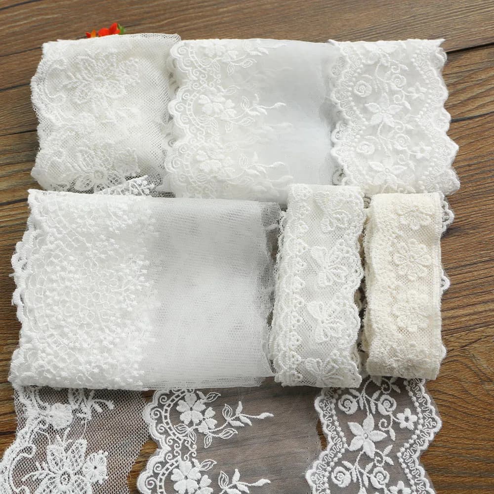 3-Yard 9.5cm White Lace Ribbon - Handmade Lace Trim for Patchwork, DIY Garment Sewing Accessories