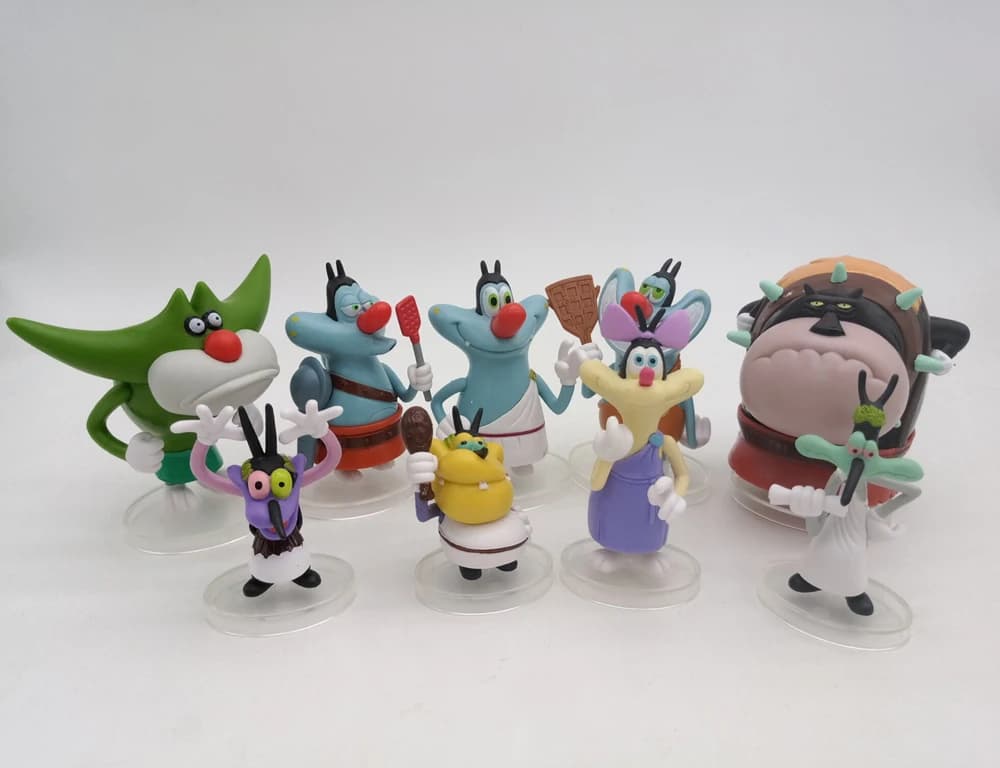 Collection of Oggy, Olivia, and Jack Toy Dolls from Oggy and the Cockroaches Figurines