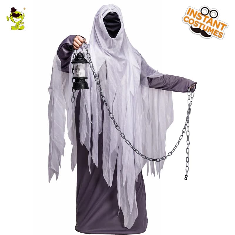 Halloween Men's Ghost Costume Role Play with Hooded Ghost Cosplay Costume for Adult Man - Ghost Robe