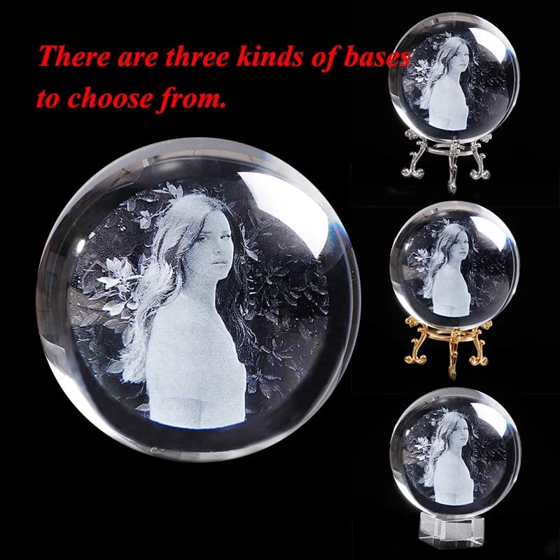 Custom Engraved Crystal Photo Ball Wedding Souvenir Picture Frame Gift for Family